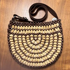 The Sak Brown and Tan Beaded Crossbody Bag